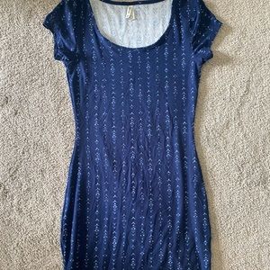 Navy blue mini dress with pattern